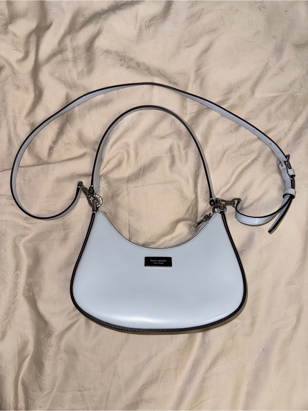 kate spade Sam Icon Shiny Small Convertible Crossbody light blue